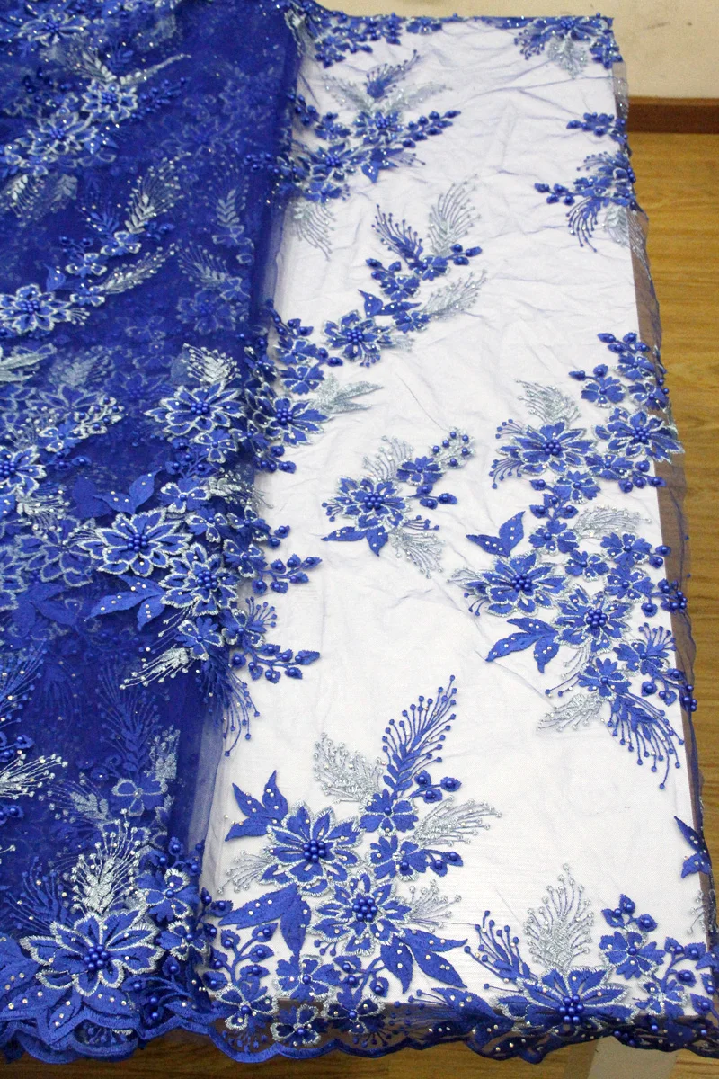 Blue lace Тюль сетка кружева свадебное платье ткань французские кружева платья ткани 1268 - Цвет: Blue lace