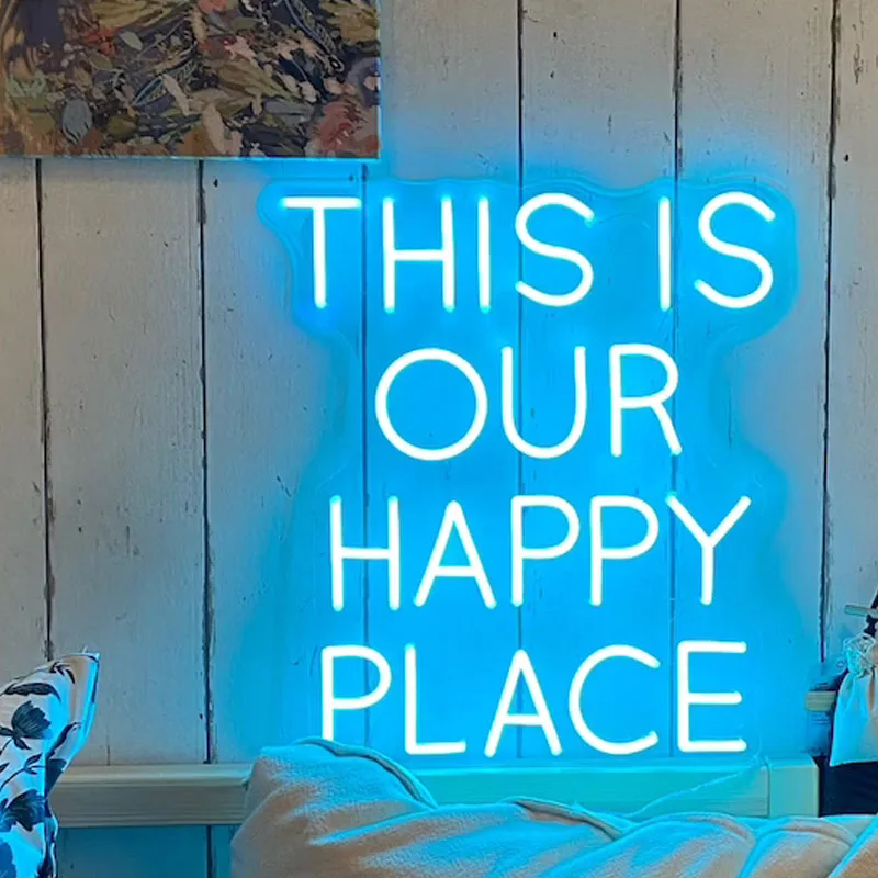 

Custom Neon Sign This Is Our Happy Place Neon Sign Light Office Living Room Interior Design Neon Sign Wall Art Decor Neon Sign