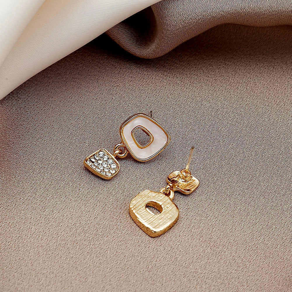 

Ghidbk Simple Cute Geometric Shell Hollow Square Drop Earrings For Women Girls Elegant Zircon Drop Earrings Jewelry Party Gifts