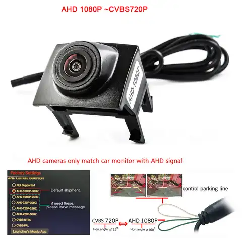 Камера Переднего Вида 1020*1080P AHD, 180deg, рыбий глаз, для 2014 2015 Ford Mondeo S-max Escape Kuga, передняя решетка, HD, ночное видение