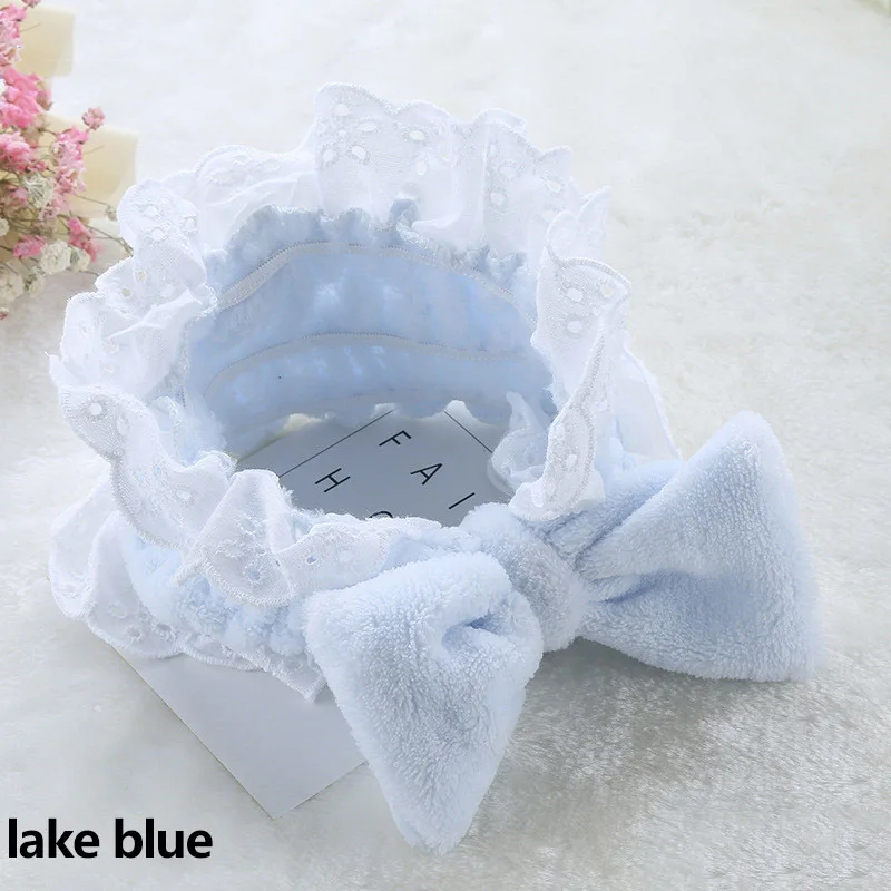 Lace 6 Новые OMG буквы коралловый флис мыть лицо повязки для волос для женщин милый мягкий бант девушки повязки, резинки для волос аксессуары для волос в виде тюрбана - Цвет: Lace 6