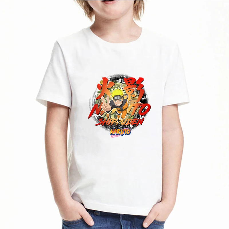 

Kids T Shirts 2021 Cute NARUTO Uzumaki Fashion Text Print T-Shirts Bandai Baby Boys Girls Clothes Short Sleeve Children's Tops