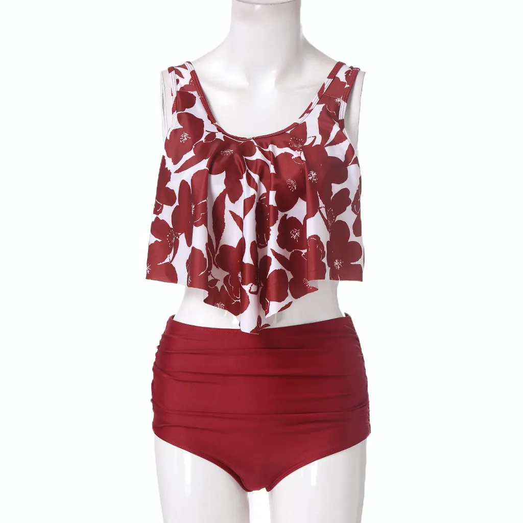 Женский купальник бикини пляжная одежда высокая талия сексуальный черный на