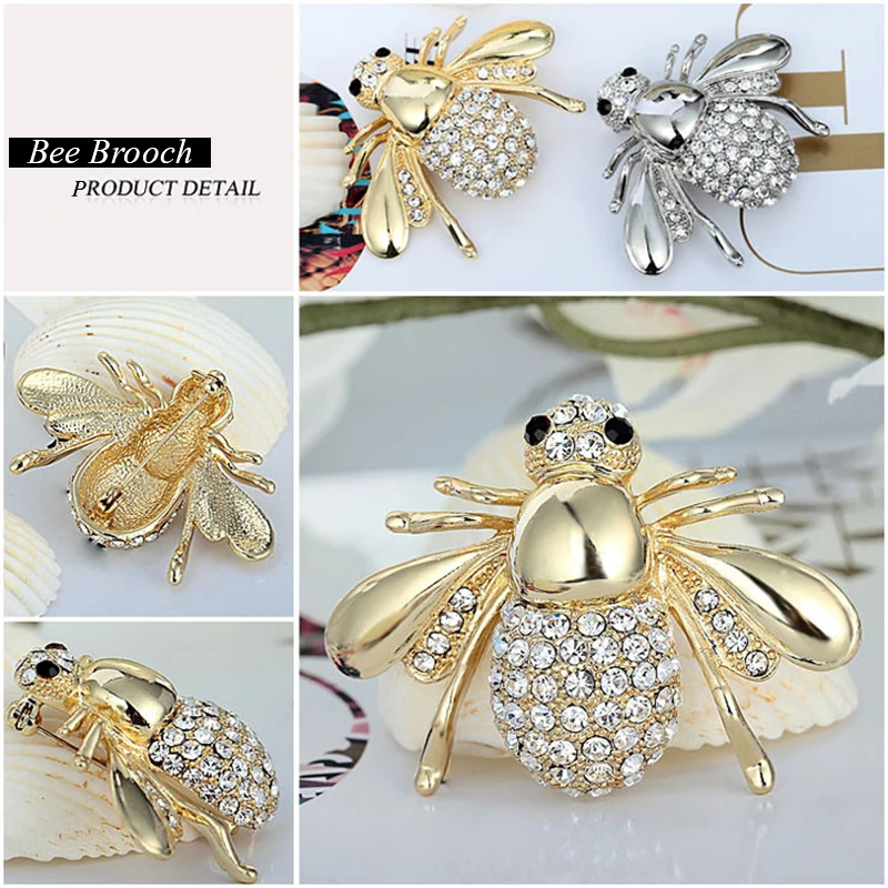Женская Блестящая Реалистичная брошь в форме пчелы из сплава для свадебного