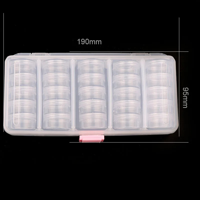 Transparent Empty  case 190*95mm (With 25 Pcs Small Box)  Nail Art Tip Glitter Boxes Storage Nail Art Rhinestone Case Removable