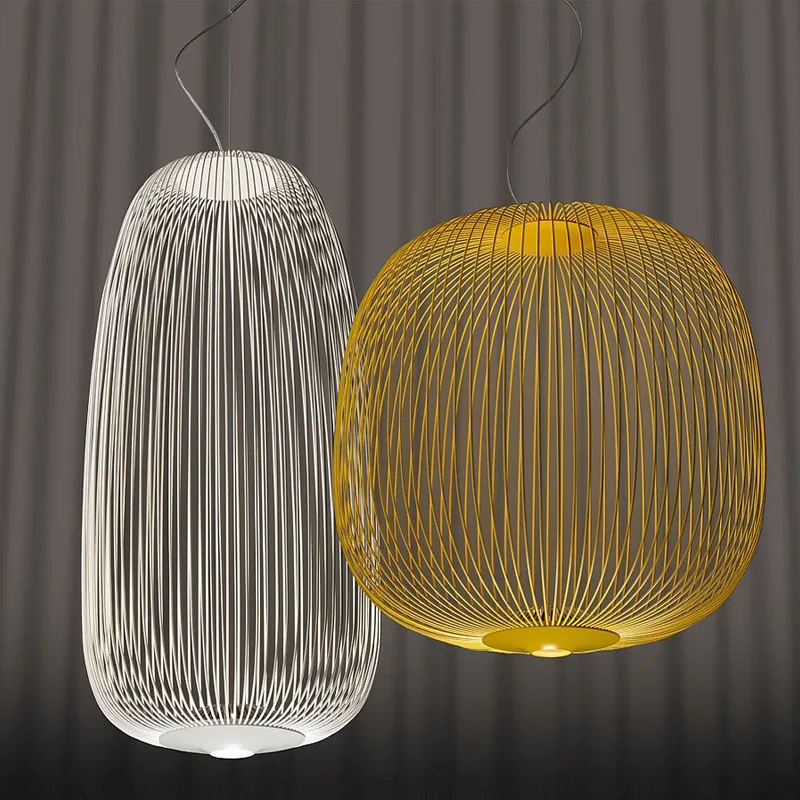 

Nordic Foscarini Spokes Gallery Pendant Lamps Creative Bird Cage Design Living Room Restaurant Decro Suspension Light Fixtures