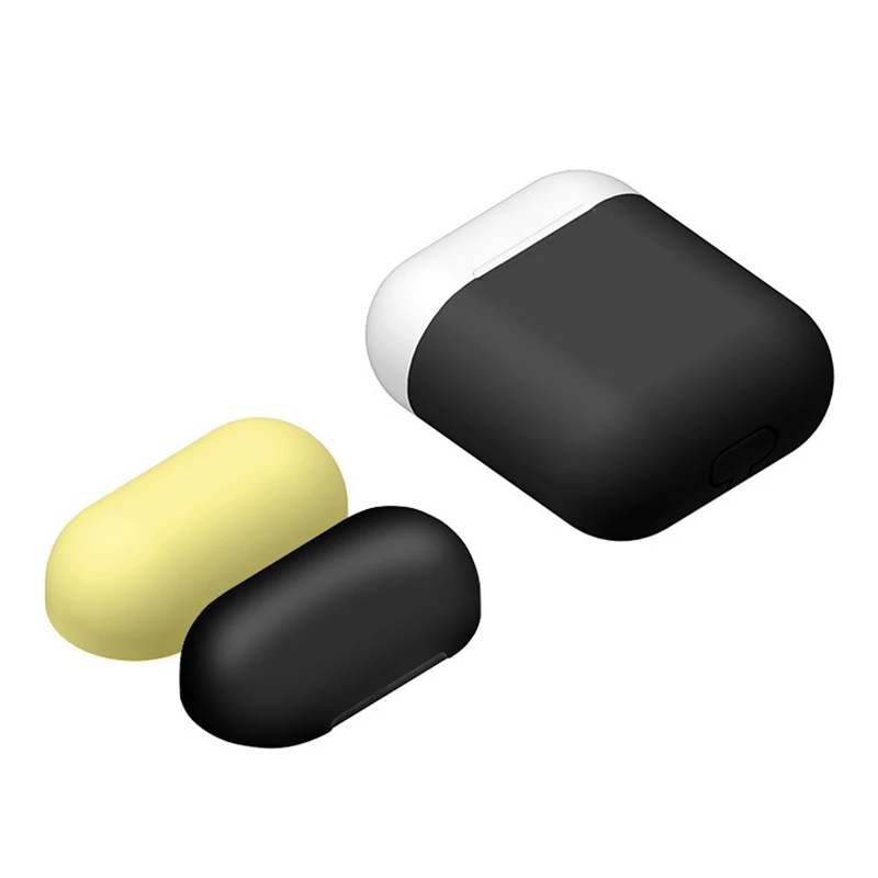 F Black Мягкий силиконовый чехол для AirPods, уплотненные наушники для apple Airpods, цветной противоударный чехол с защитой от падения для AirPod, защитный чехол - Цвет: F Black