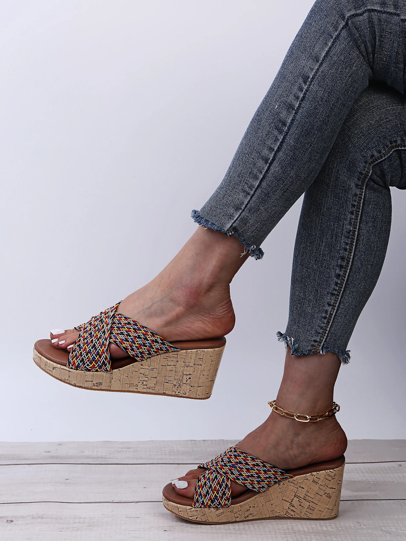 

2021Trendy Women Slippers Ladies Outdoor Slides Fashion Female Wedge Sandals Beach Solid Shoe Comfort Flat Rome Platform Sandals