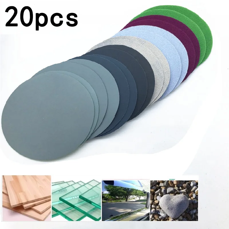 

20Pcs 800//1500/2000/3000 Grit Water Dry Sanding Discs Sheet Sandpaper