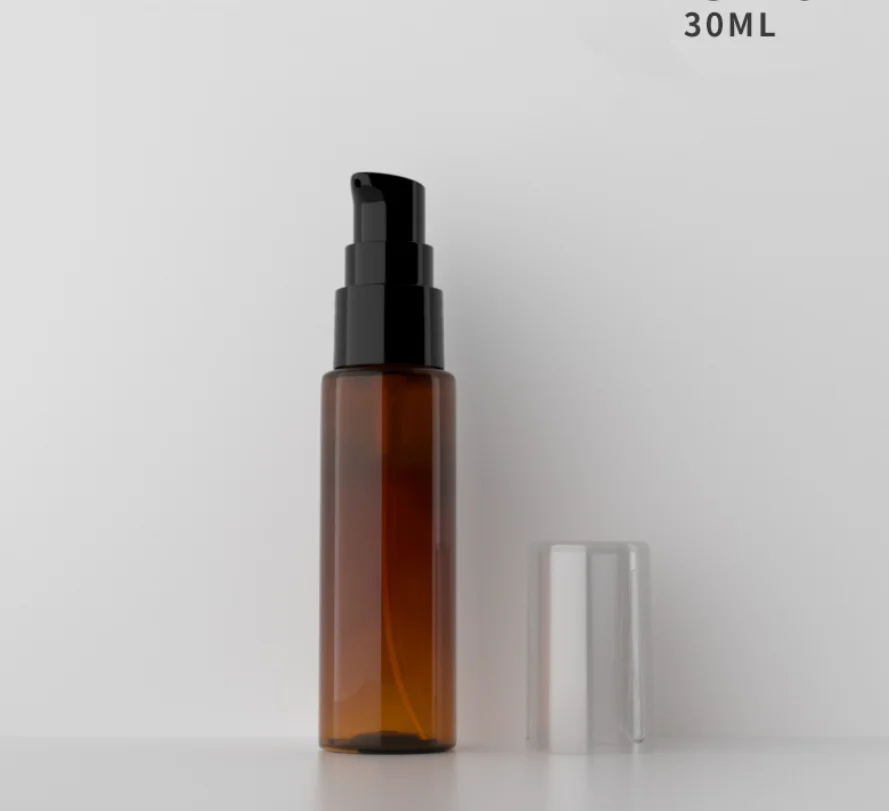 Рекламная пластиковая янтарная бутылка с насосом для лосьона 30 мл 24 шт./лот 1