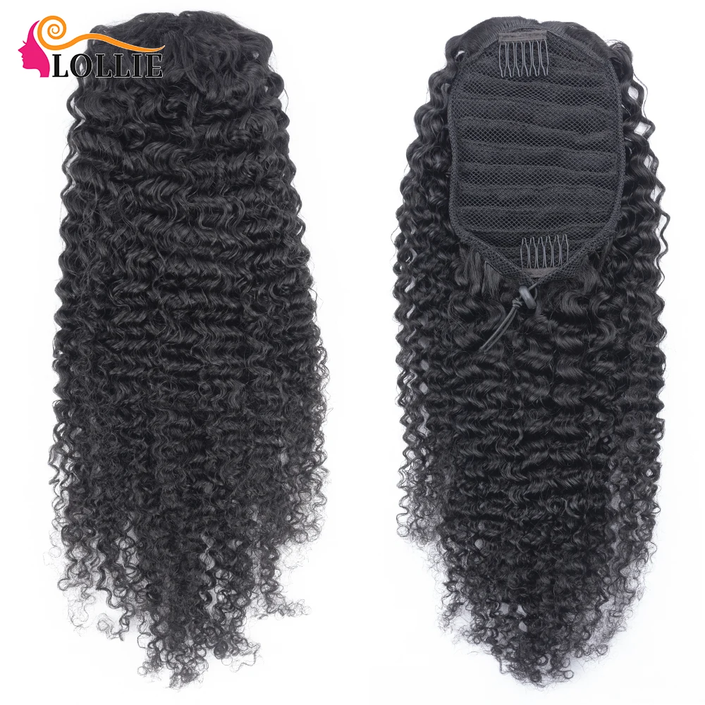 Lollie кудрявый конский хвост человеческие волосы натуральный цвет мягкие