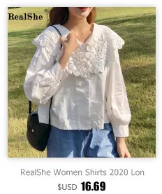RealShe, модная женская летняя рубашка, v-образный вырез, длинный рукав, женские блузки, рубашки, женские элегантные повседневные топы, блузы