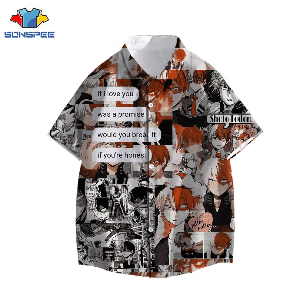 Anime My Hero Academia Todoroki Shoto Shirt 3D print Many Faces High Quality Men Women Shirts Summer Casual Hawaiian Shirts Tops