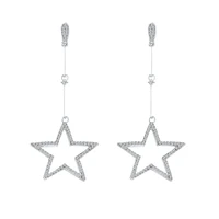 new personality earrings female pentagram stars rhinestones temperament long tassel earrings exaggerated wild earrings