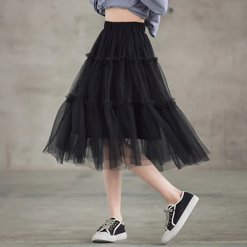 

Girls TuTu Skirts Long Fluffy Teenager Skirt Kids Ball Gown Soft Pettiskirts Teen Girl Skirts Princess Dance Party Clothes 3-12Y