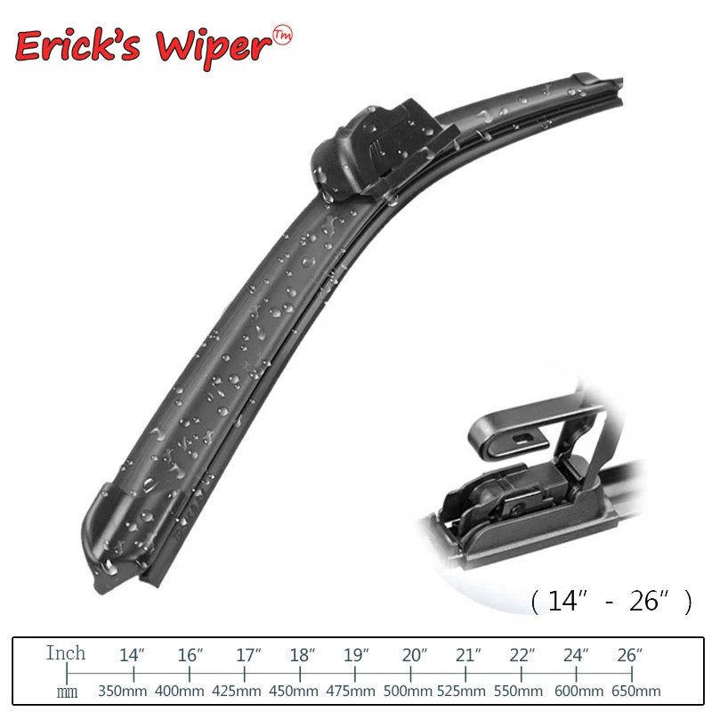 

Universal U-type Car Wiper Blades Soft Rubber Windscreen Wipers Auto Windshield 14" 16" 18" 19" 20" 21" 22" 24" 26" Hook Arm