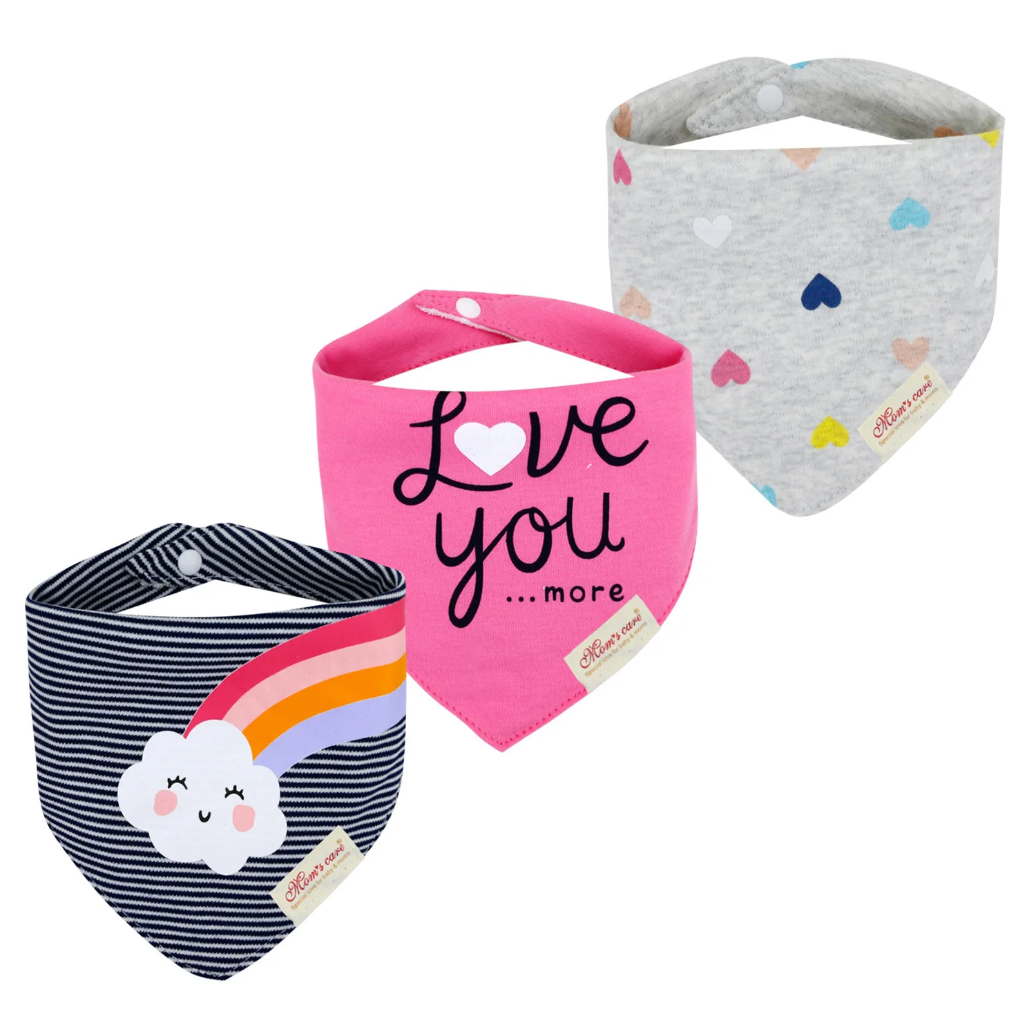 

3Pcs Set Newborn Baby Bibs Triangle Cartoon Pattern Cotton Feeding Stuffs Children Essentials Items Cute Accessories Kids Scarf