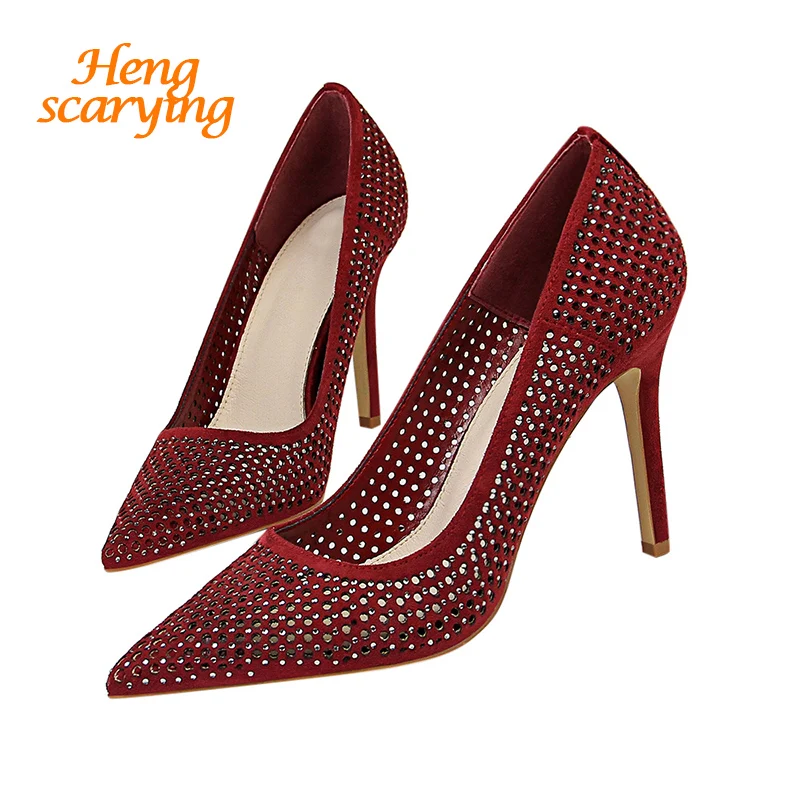 2019 Женские Зеленые ботинки винного цвета на высоком каблуке 9 5 см роскошные