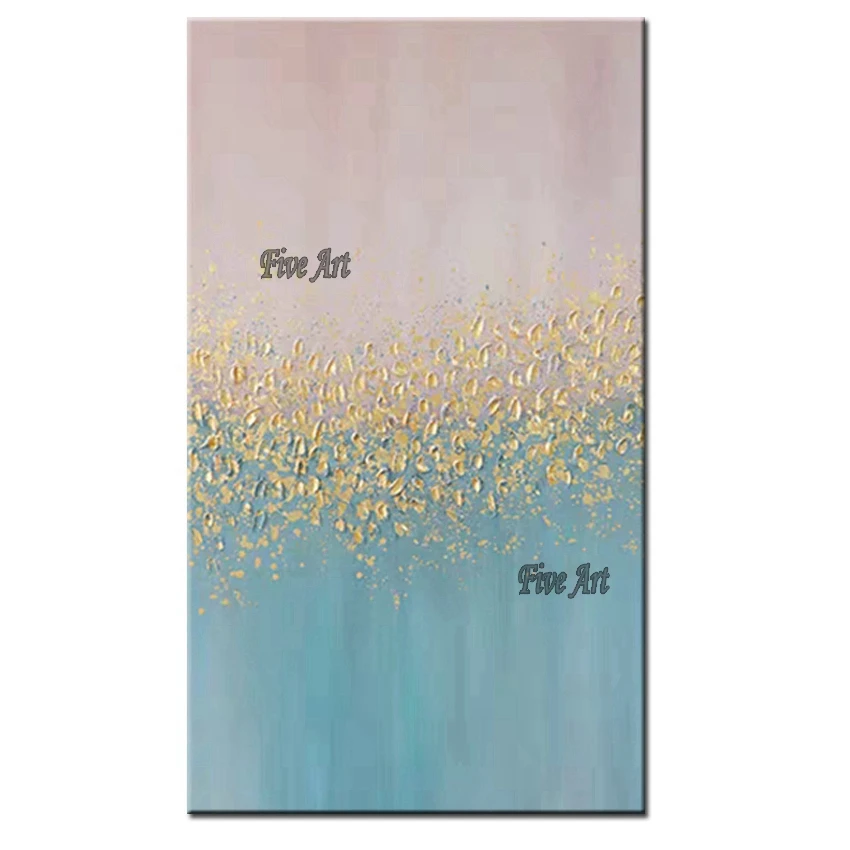 

Free Shipping Texture Golden Acrylic Picture Art Oil Painting Hand-painted Abstract Painting on Canvas Fine Wall Art No Framed