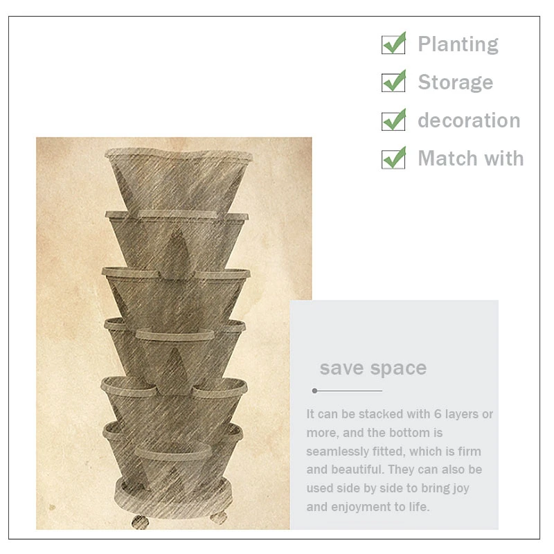 6 шт. многослойный сливной стерео цветочный горшок семейный балкон Овощной дыни