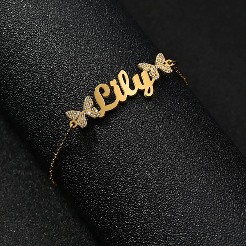 Индивидуальные камень циркон нержавеющая сталь имя браслет новая мода цепи