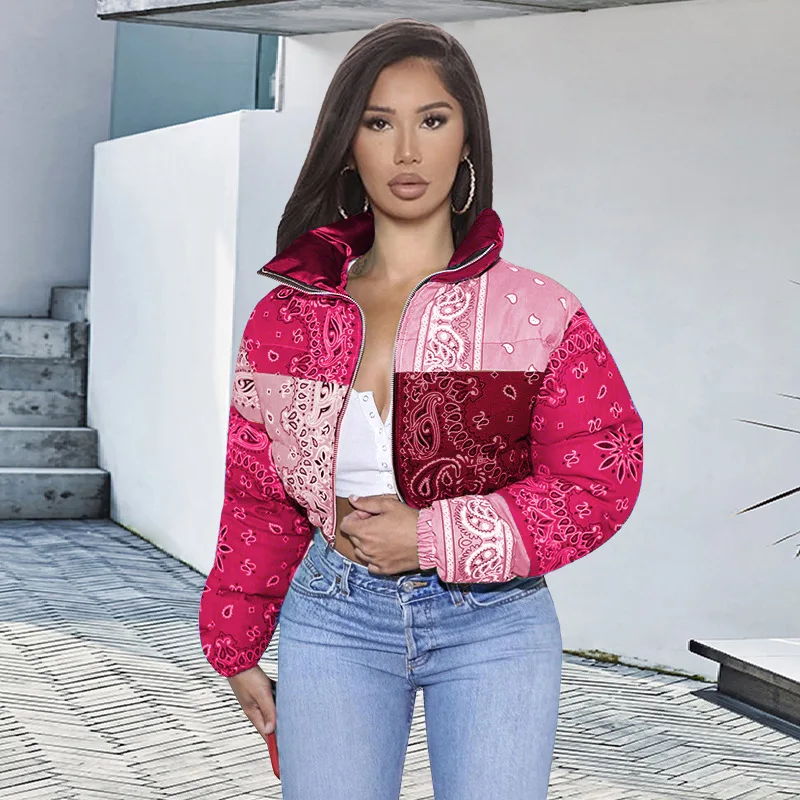 New 2022 Bandana Jackets Puffer Bubble Crop Coats Puff Ladies excellent Down Coats Women Winter Fashion Girls' Jackets