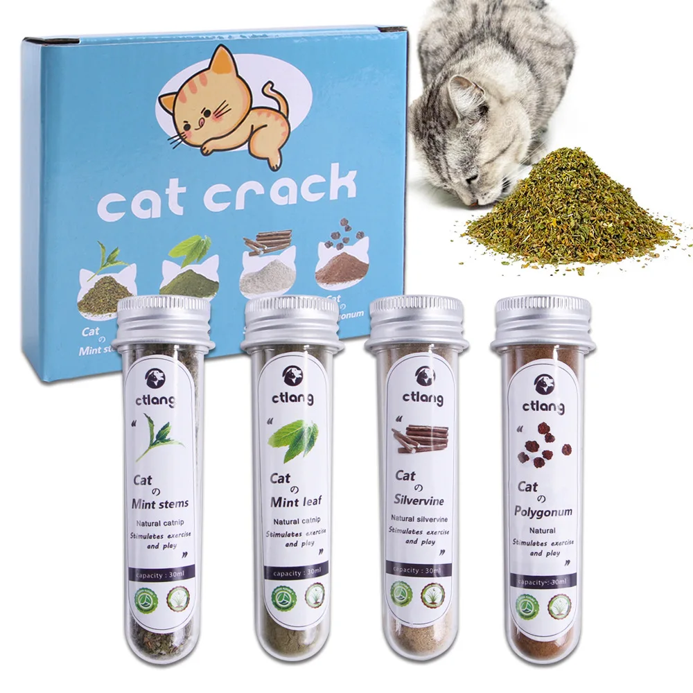 

4-in-1 Organic Natural Catnip Powder Gall Fruit Powder Cat Snack Set Catnip Can Adjust The Stomach And Remove Hairballs Catnip