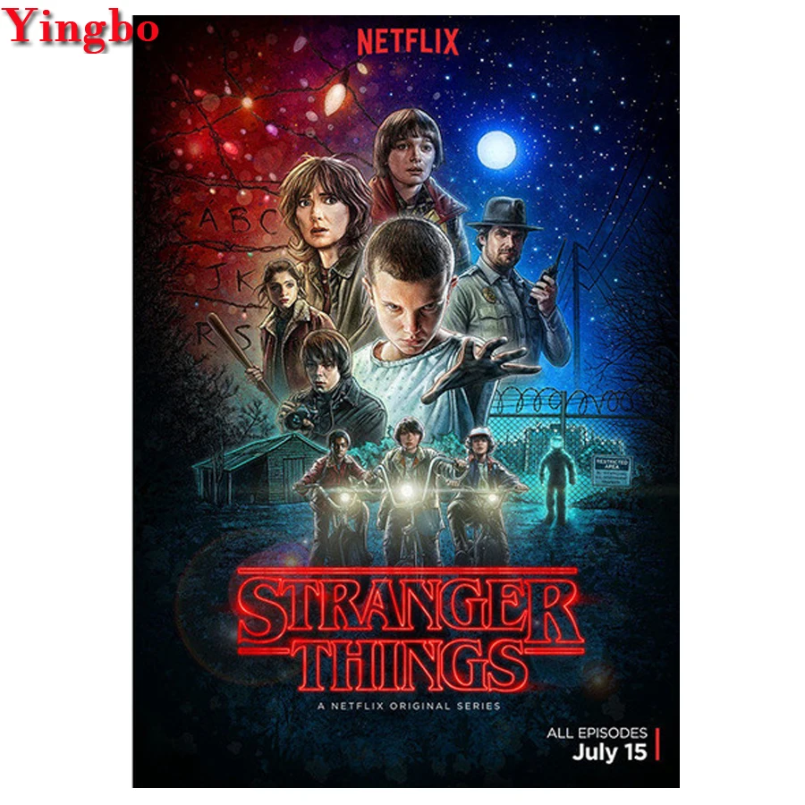 

Stranger Things Poster Season 3Diy 5d diamond painting full round Diamond embroidery icon diamond mosaic picture of rhinestones