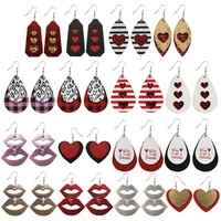 cutout heart lip faux leather valentine love earrings for women layered heart earrings 2022 newest valentines day gifts