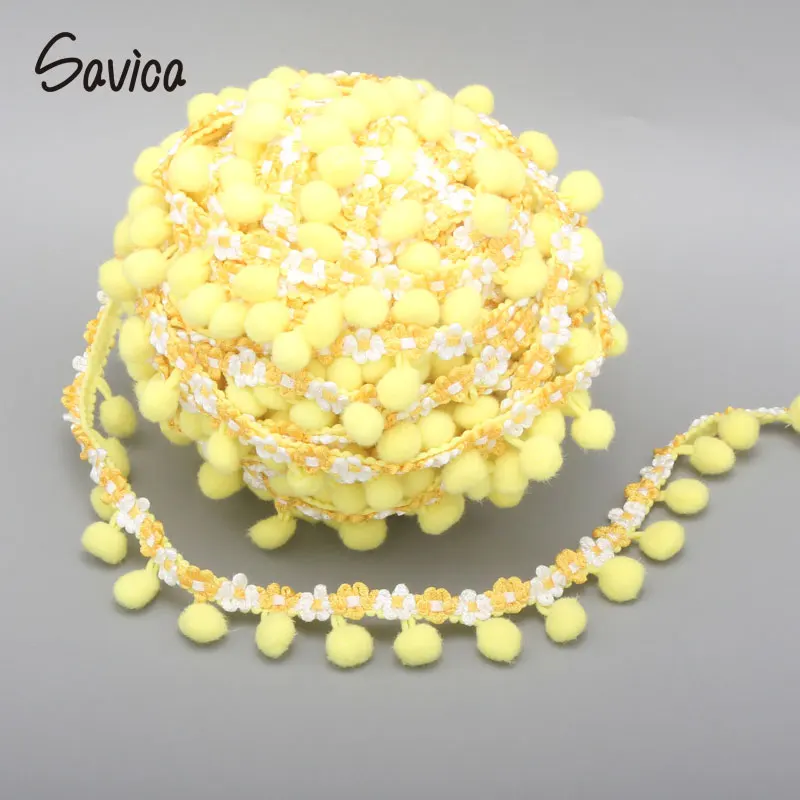 

Savica 3meter/lot Pom Pom Lace Tassel Pompom Trim Balls Fringe Ribbon Apparel Fabric Cord Hat DIY Craft Sewing Supply LX671