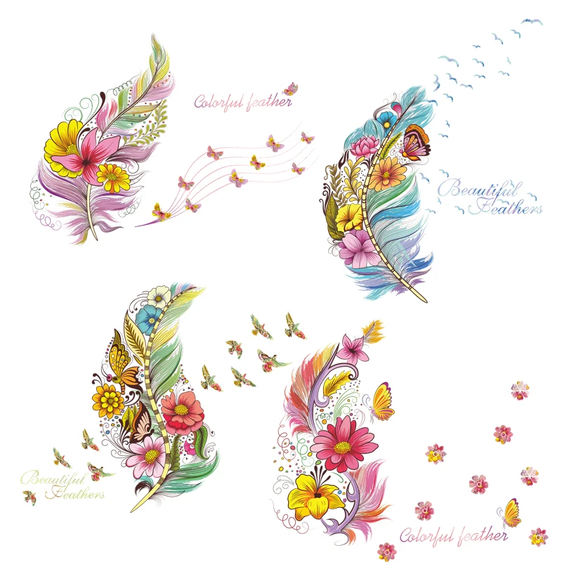 Красивые настенные Стикеры с перьями и полом, рождественские фрески на окно, стекло, гостиная, детская комната, декоративные наклейки для домашнего декора