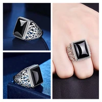 2021 trendy silver 925 ring for men jewelry cool hollow flower male finger ring for wedding accessorie with stones