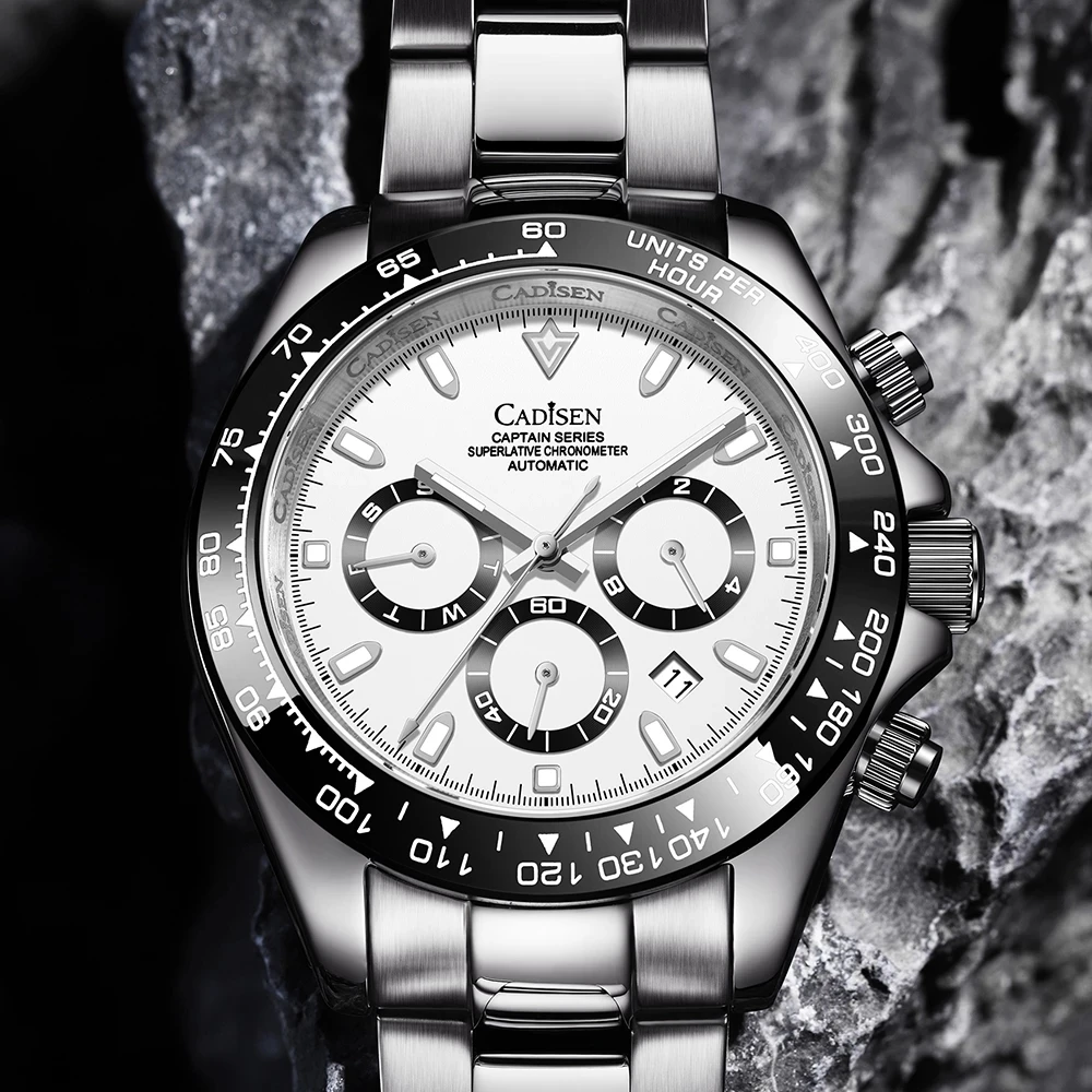 Часы наручные CADISEN Мужские механические водонепроницаемые до 2021 м из нержавеющей