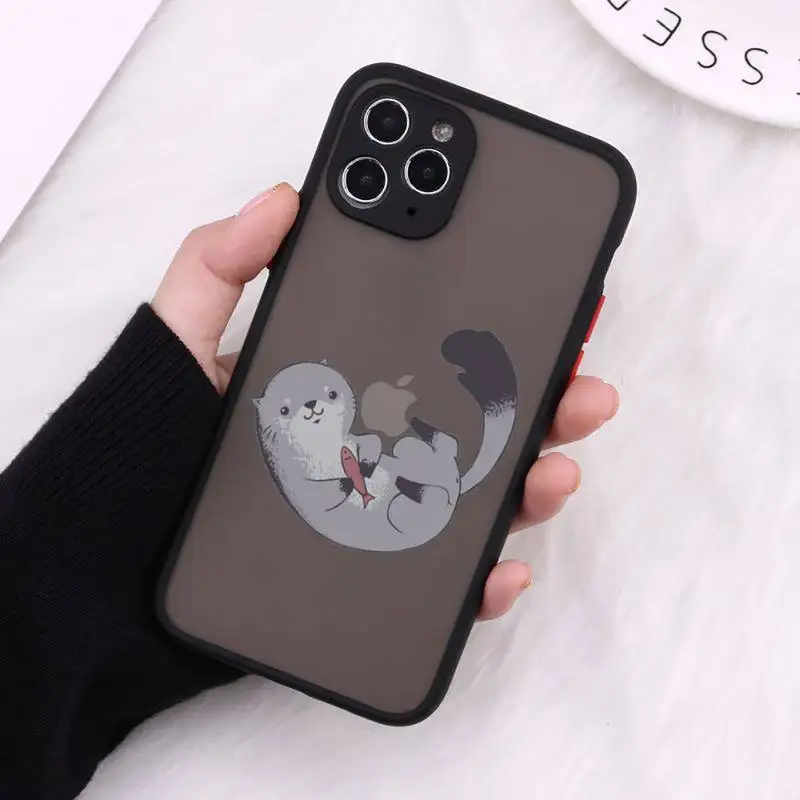

Cartoon otter Cartoons Phone Case Matte Transparent For iPhone 12 Mini 11 Pro XR XS Max 7 8 Plus