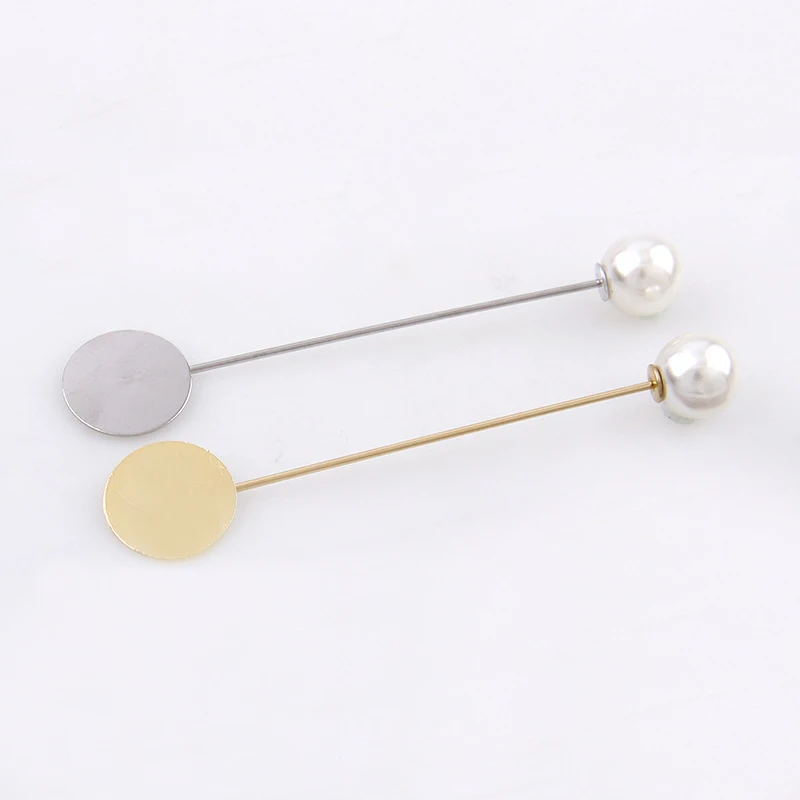 

10 Pcs Gold Rhodium Color Simulated Pearl Long Brooch Pin For DIY Brooches Lapel Dress Jewelry Parts Accessories Handmade