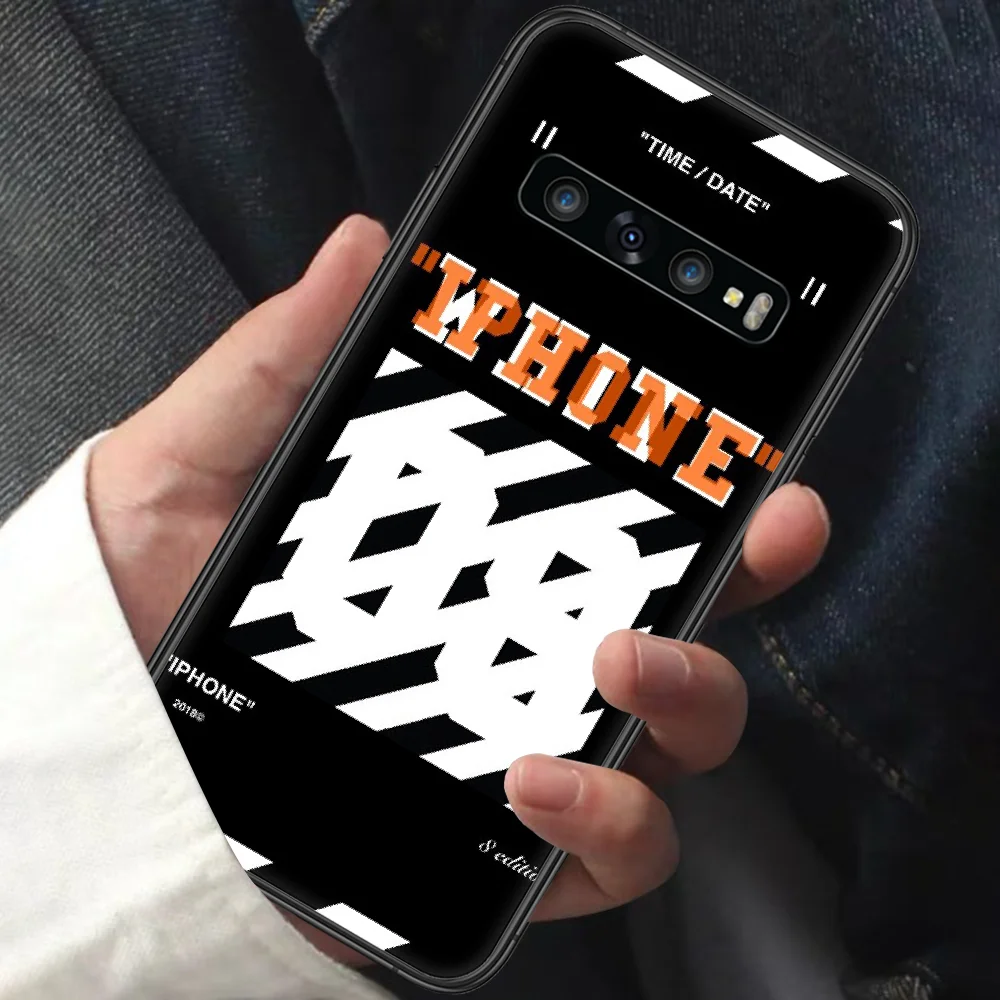 

White Fashion Band OFF OW Phone Case for Samsung Galaxy Note S 6 7 8 9 10 E 20 Ultra Edge Plus black Shell Soft Bumper Luxury