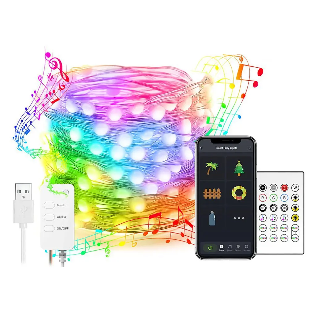

LED Fairy Light Christmas Decoration String Lights APP Intelligent Control RGB Garland New Year Home Decor Holiday Light