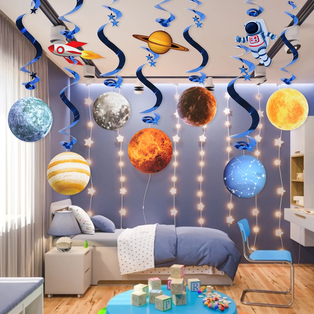 

Space Party Decorations Set Hanging Swirls Planet Solar System Whirls Lantern Honeycomb Kids Bedroom Baby Shower Birthday Favors