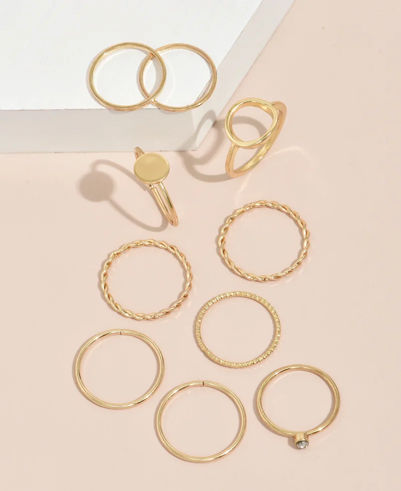 

10 Pcs Simple Women Finger Rings Set Exquisite Trend Jewelry