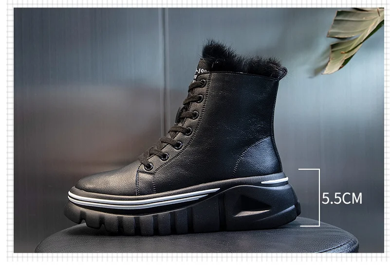 Женские ботинки из натуральной кожи зимние с бархатной подкладкой повседневные