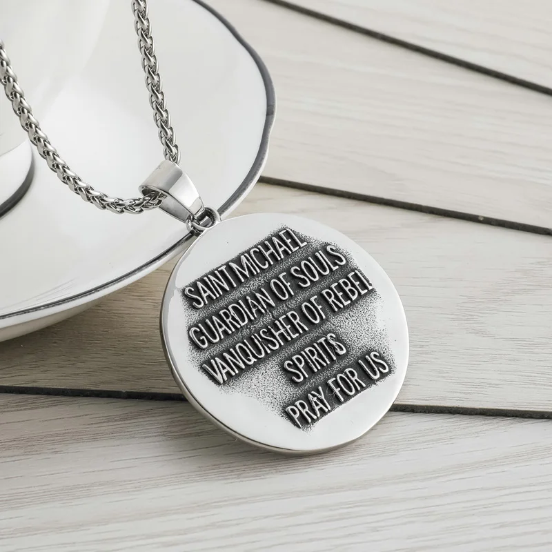 Мужская цепочка из нержавеющей стали 316L круглый кулон с защитой США в стиле