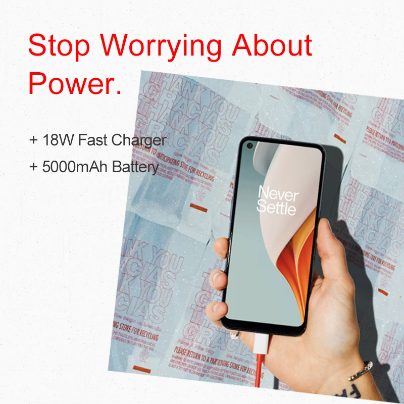 OnePlus Nord N100 Глобальная версия 4 ГБ 64 Смартфон 90 Гц 6 52'' экран 13MP тройные камеры 5000