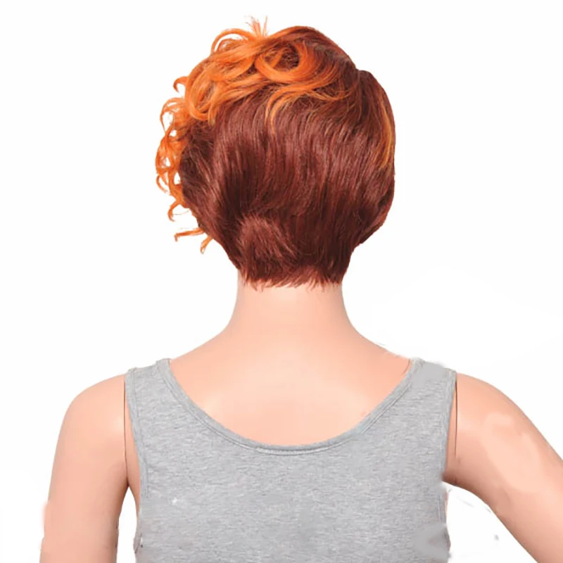 HAIRJOY женский специальный смешанный цвет боковая часть короткий кудрявый синтетический парик для волос