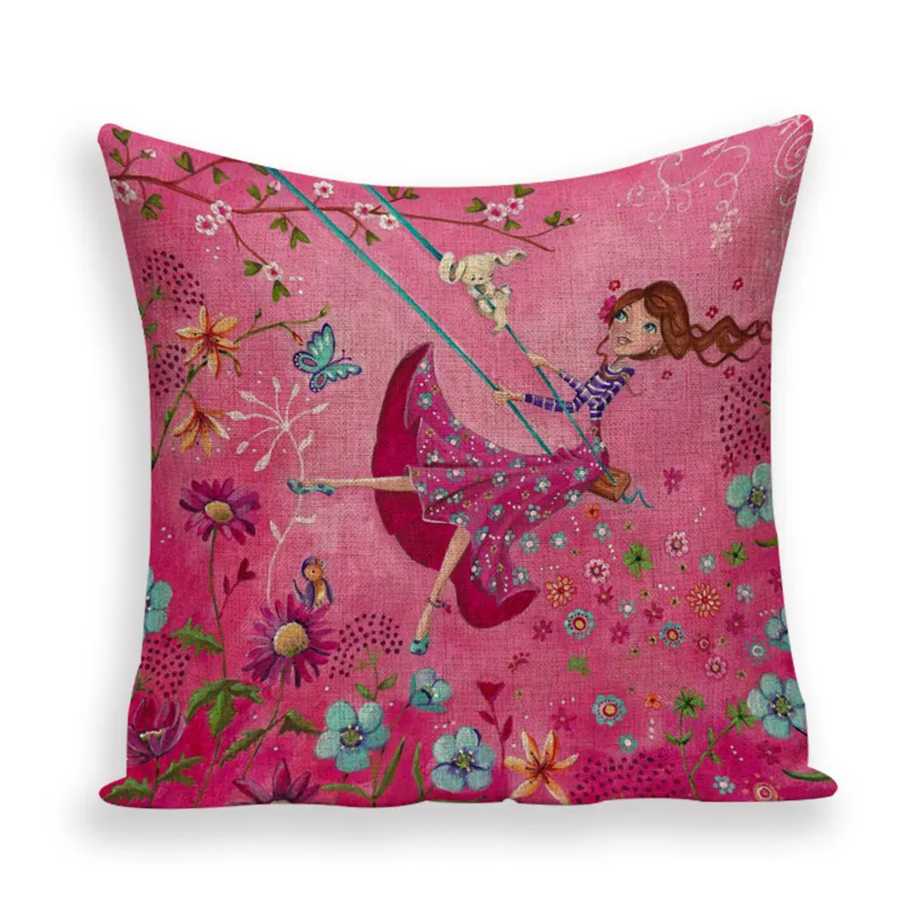 Оптовая продажа винтажные наволочки с цветами льняные хлопковые для подушек