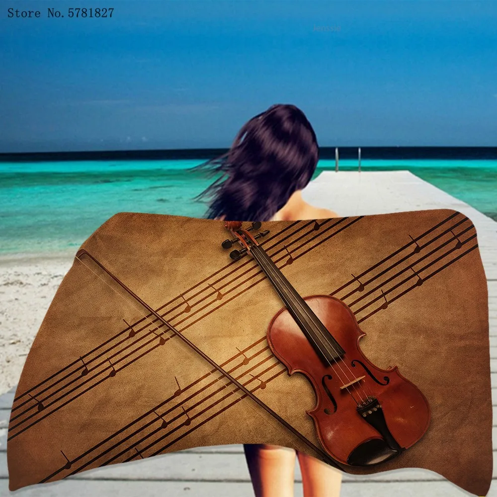 Пляжное полотенце для музыкальных инструментов пианино гитары пляжное океана