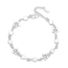 Браслет женский из стерлингового серебра 925 пробы, простой изящный браслет-цепочка со звездами и кристаллами в форме сердца, свадебная бижутерия, Подарочная бижутерия