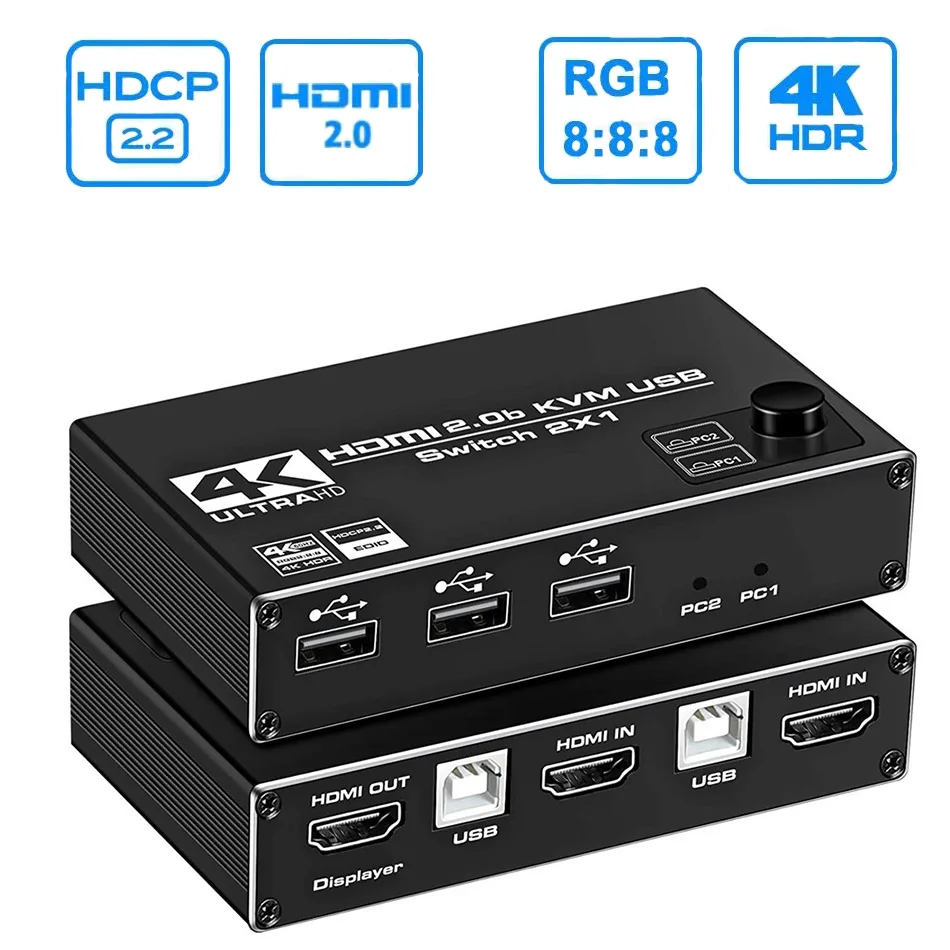 4K переключатель двойной монитор 2 в 1 выход DP HDMI 60 Гц KVM порта совместный принтер