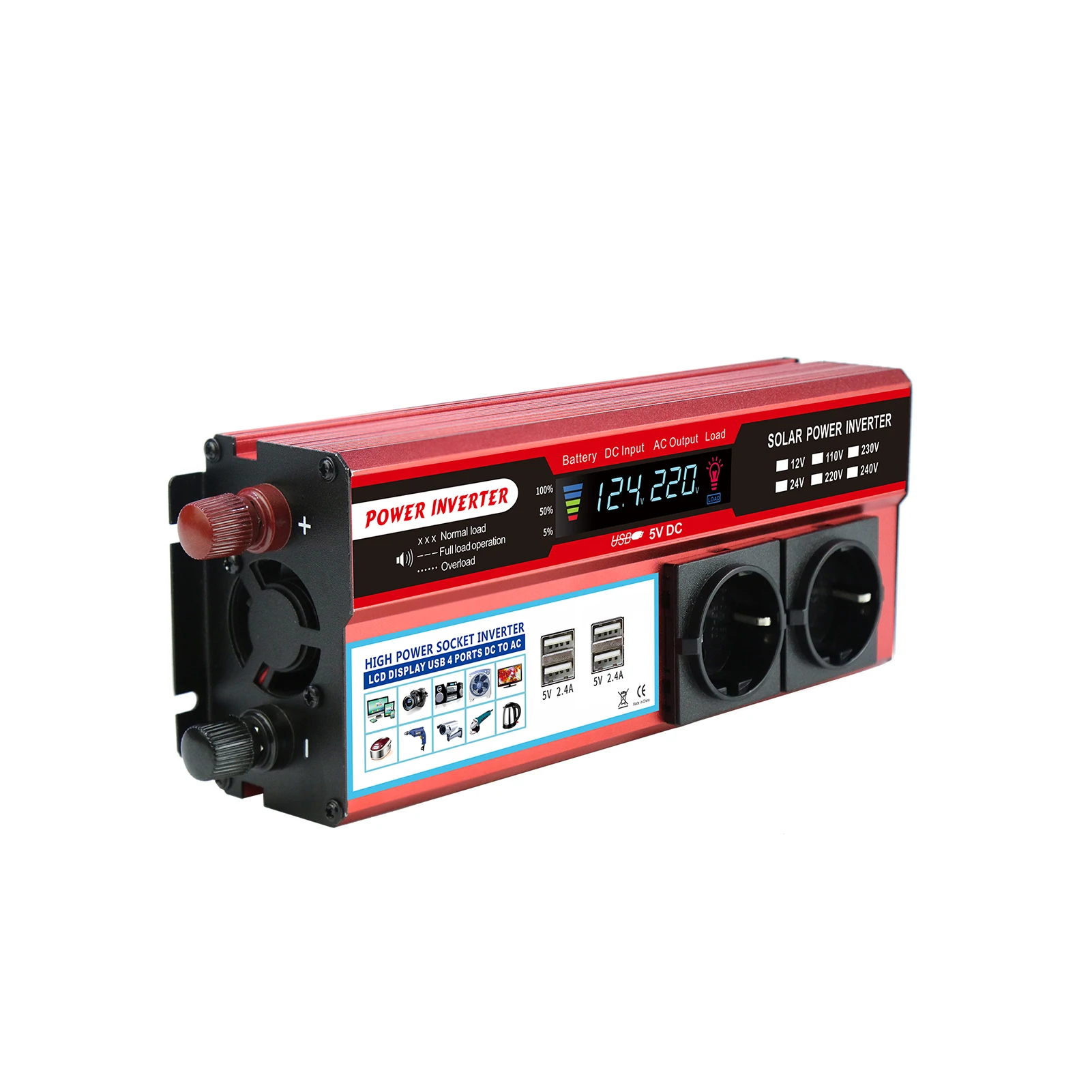 

Автомобильный инвертор 1000 Вт/1500 Вт/2000 Вт, преобразователь постоянного тока 12 В/24 В в переменный ток 110 В, высокоэффективный инвертор немодулированного синусоидального сигнала, лучший универсальный Европейский разъем