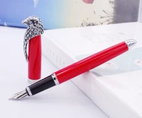 fuliwen owl fountain pen eagle head clip medium nib 0 7mm unique style vivid red collection gift pen for office business
