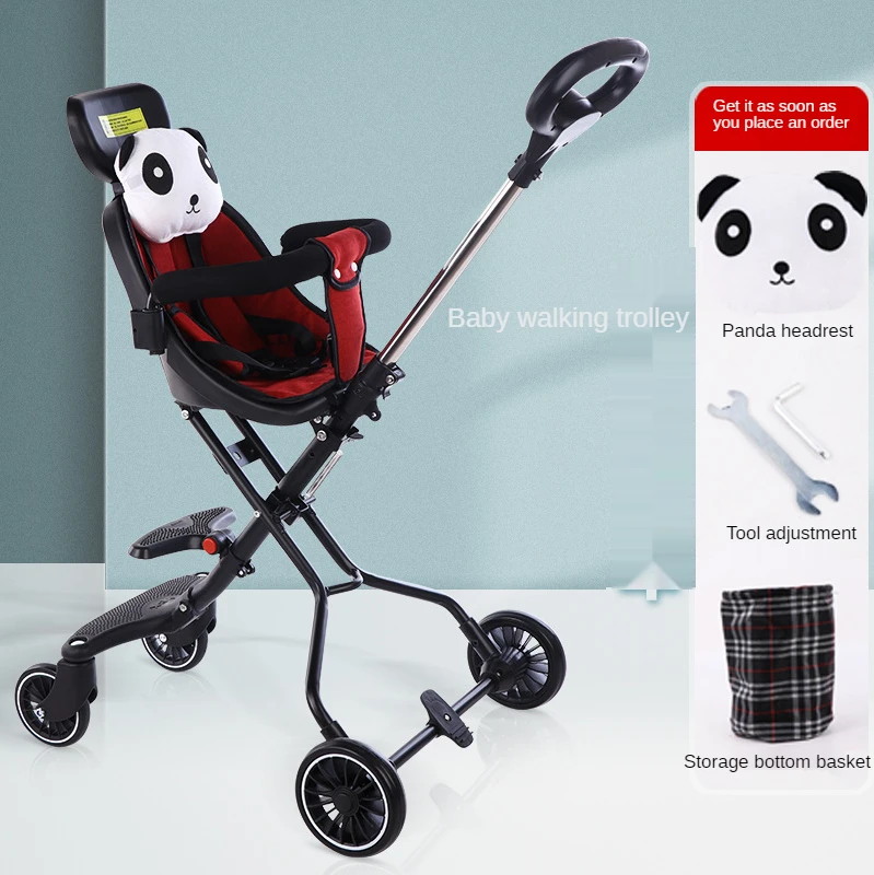 Lightweight Two-way Baby Stroller Foldable Four-wheel High-view Children's Four-wheeler